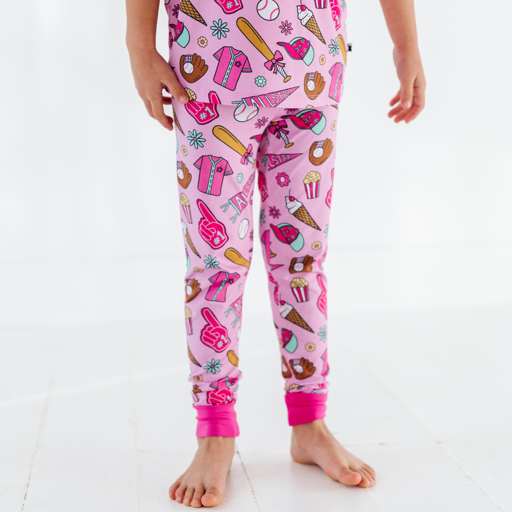 Pink Baseball Pink Ruffle Pajamas Toddler/Kids