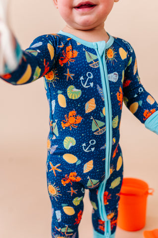 Shell We Go to Bed Blue Convertible Footies