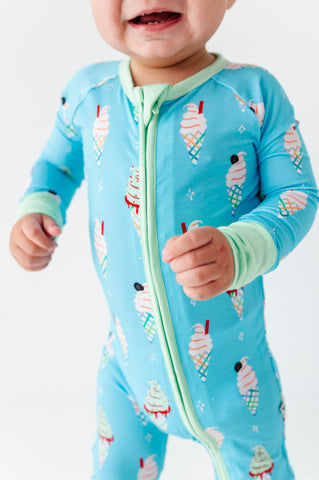 Sundae Funday Convertible Footies - Blue