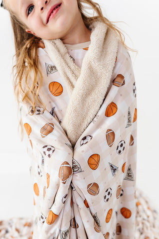 Game Day Gingham Oversized Fuzzy Blanket