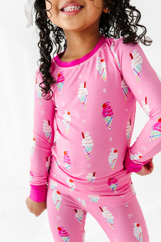 Sundae Funday Kids Pajamas - Pink