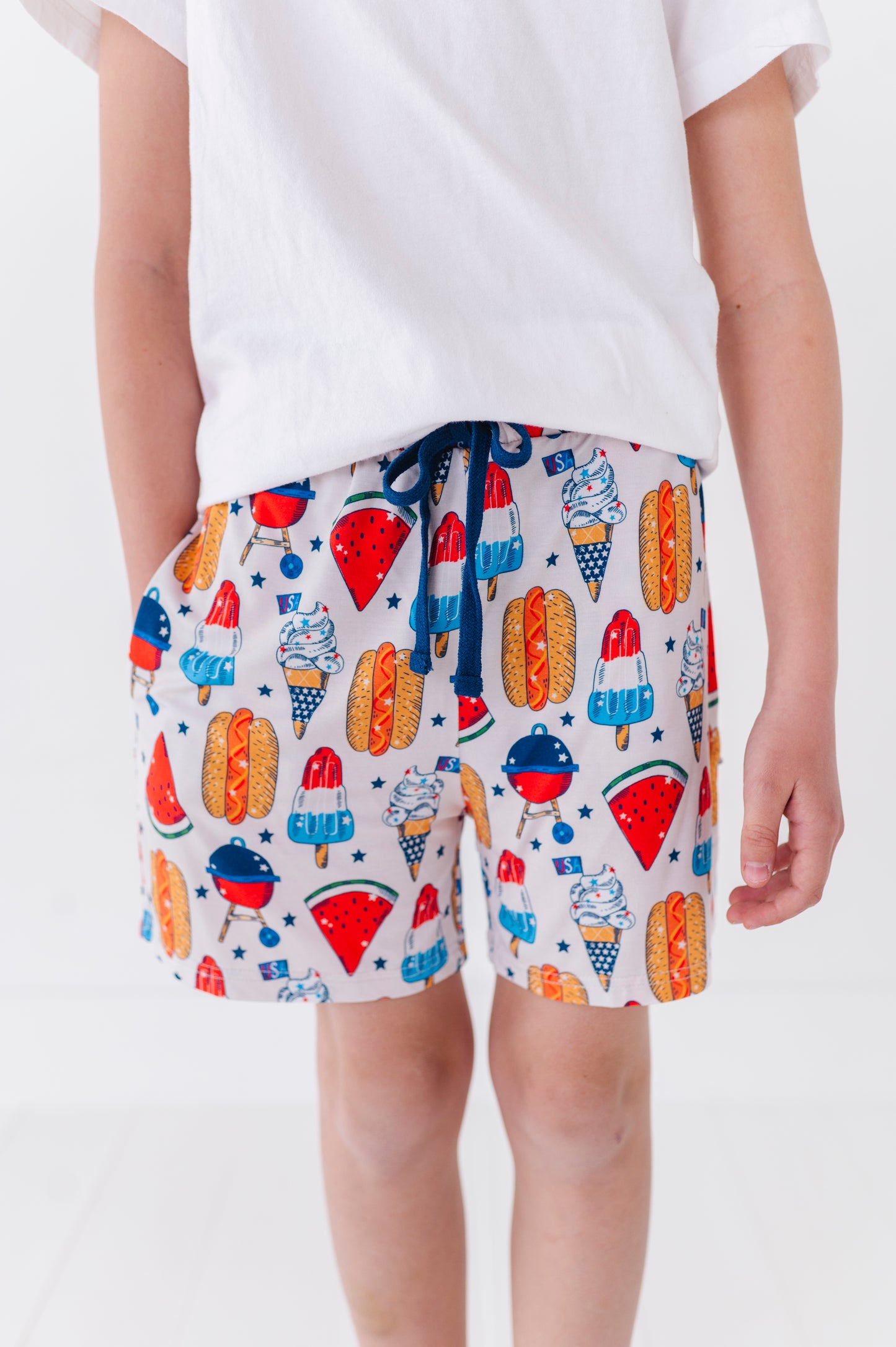 Red, White & BBQ Boys Lounge Shorts - Bigger Kids
