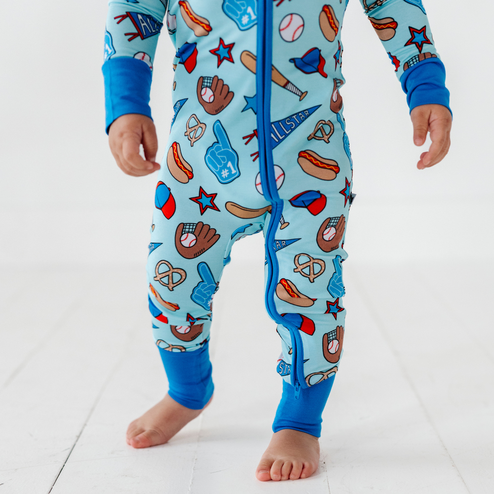 No Place Like Home Blue Baseball Convertible Footies