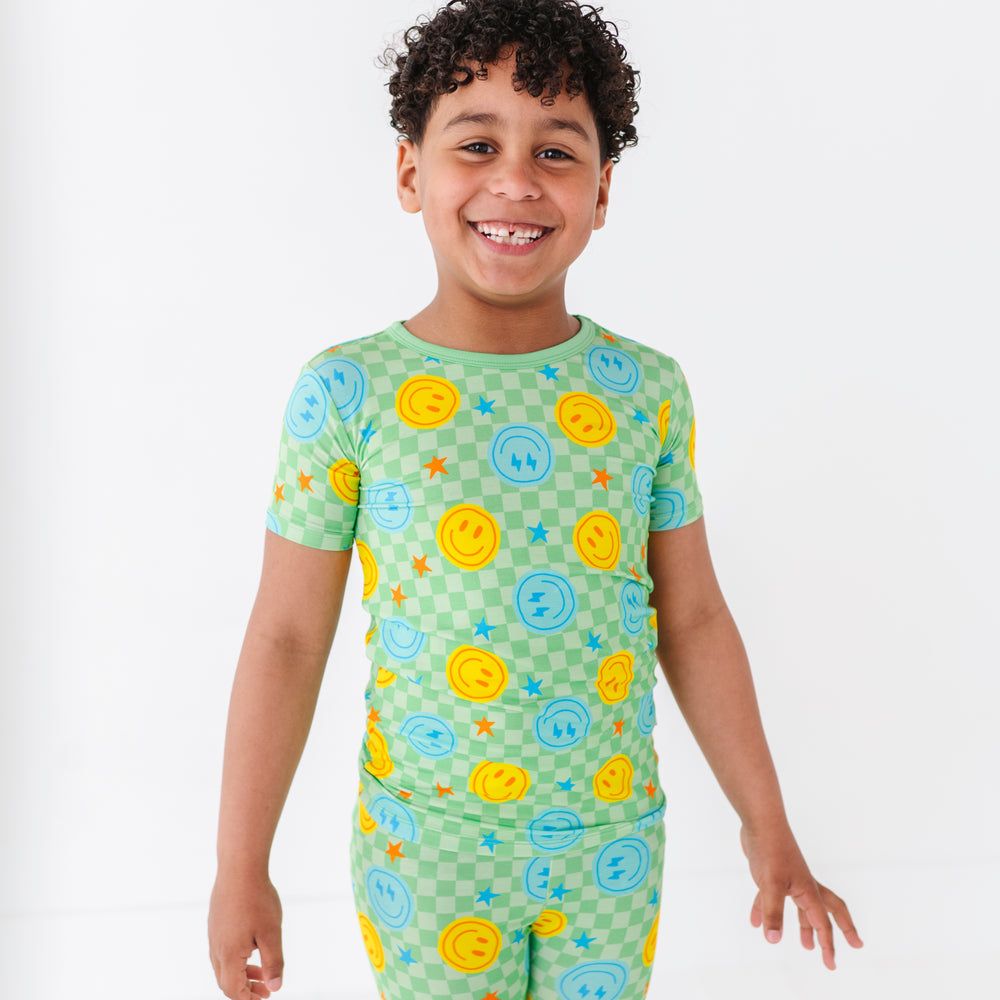 
                      
                        Boy Wearing Short Smiley Pajamas By Kiki and Lulu
                      
                    