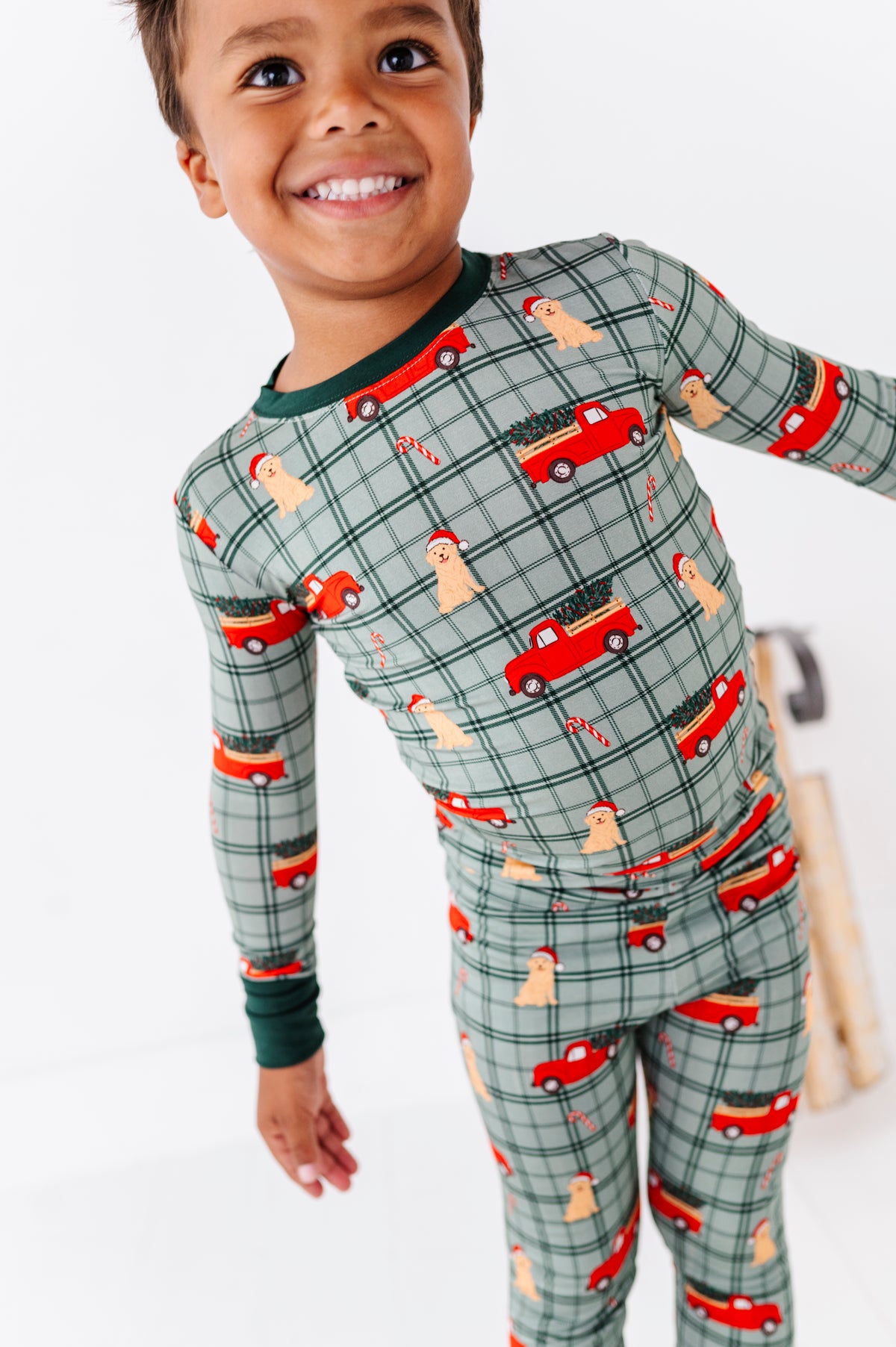 Green Holly Jolly Doggies Kids Pajamas