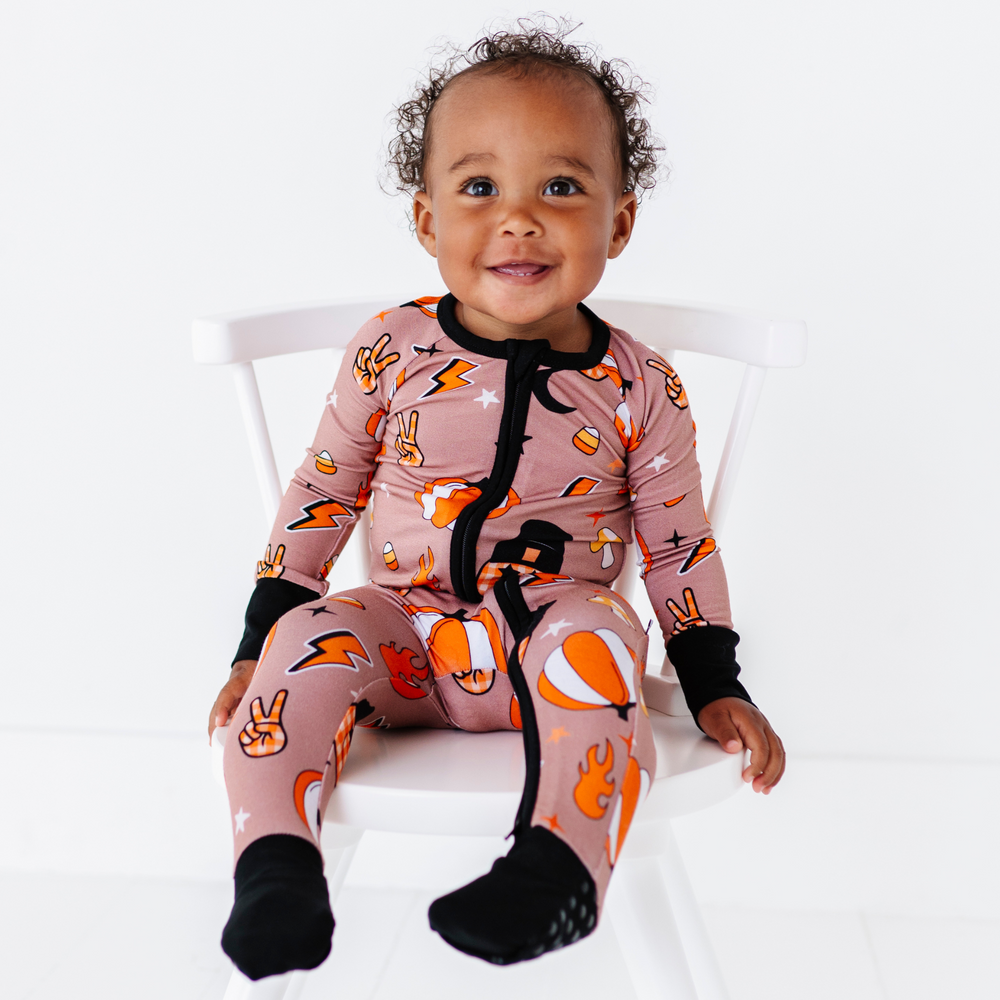 Baby in Retro Fall Convertible Footies by Kiki and Lulu