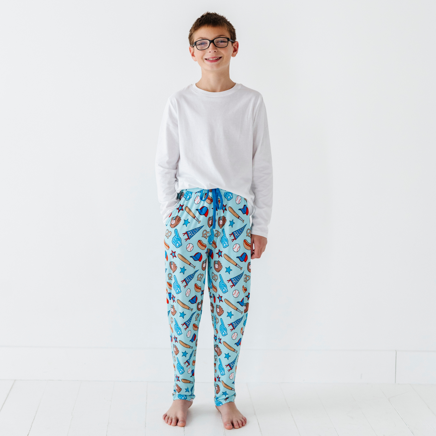 No Place Like Home Blue Baseball Boys Lounge Pants - Bigger Kids