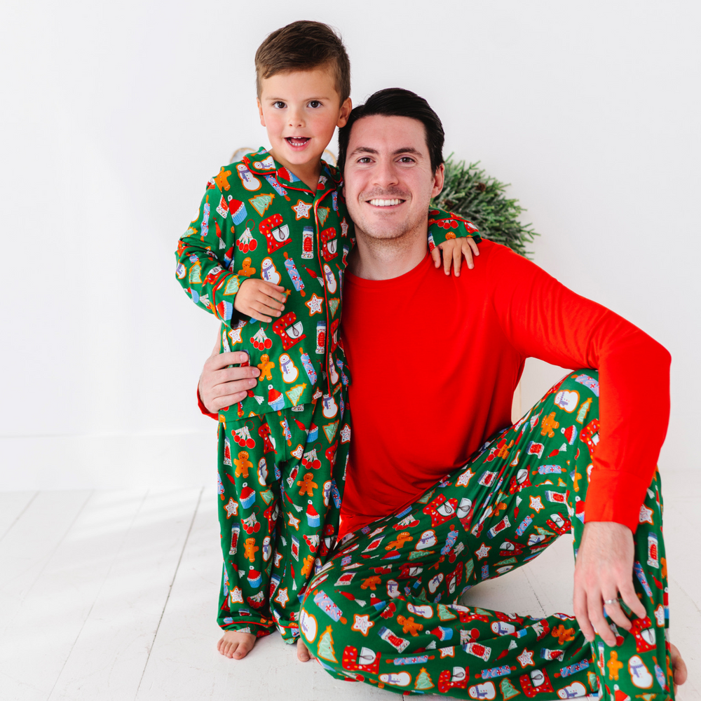 
                      
                        Father and Son in Matching Christmas Pajamas by Kiki and Lulu.
                      
                    