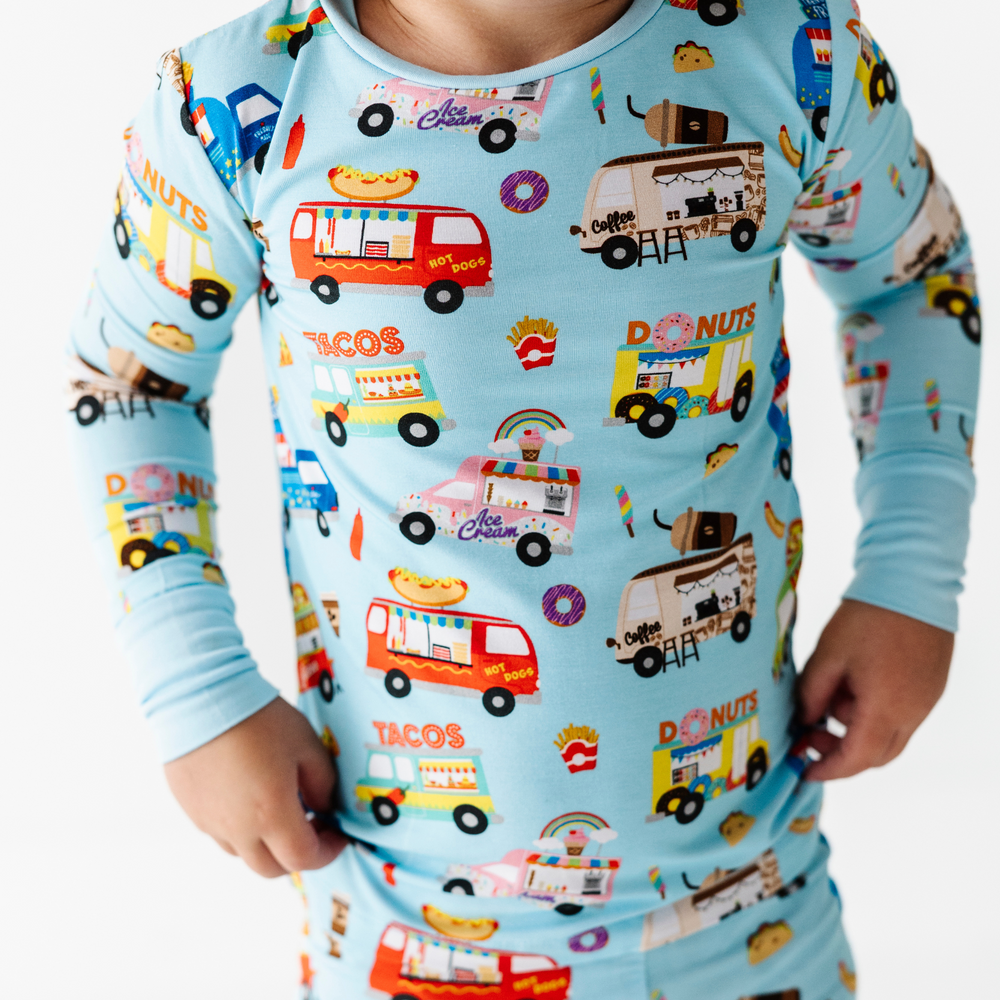Kid in Kiki+Lulu Food Truck Pajamas