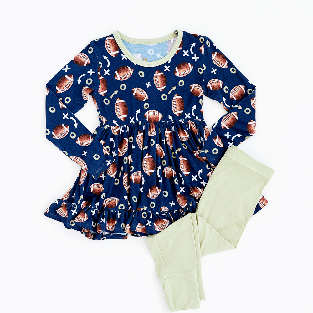 
                      
                        Clear Eyes, Full Hearts, Lets Snooze Football Toddler/ Big Kid Peplum Set
                      
                    