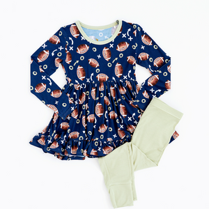 
                
                    Load image into Gallery viewer, Clear Eyes, Full Hearts, Lets Snooze Football Toddler/ Big Kid Peplum Set
                
            