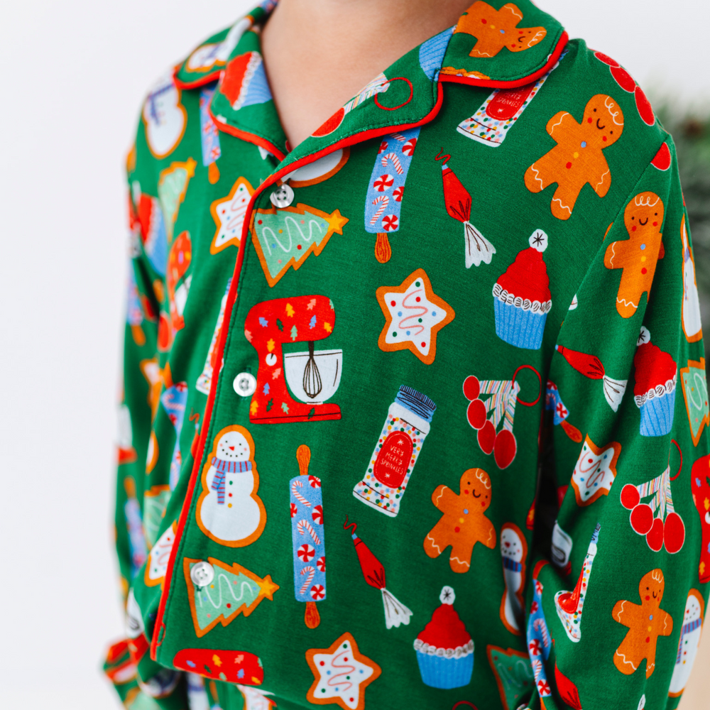 
                      
                        Kids Button Down Christmas Baking Pajamas by Kiki and Lulu
                      
                    