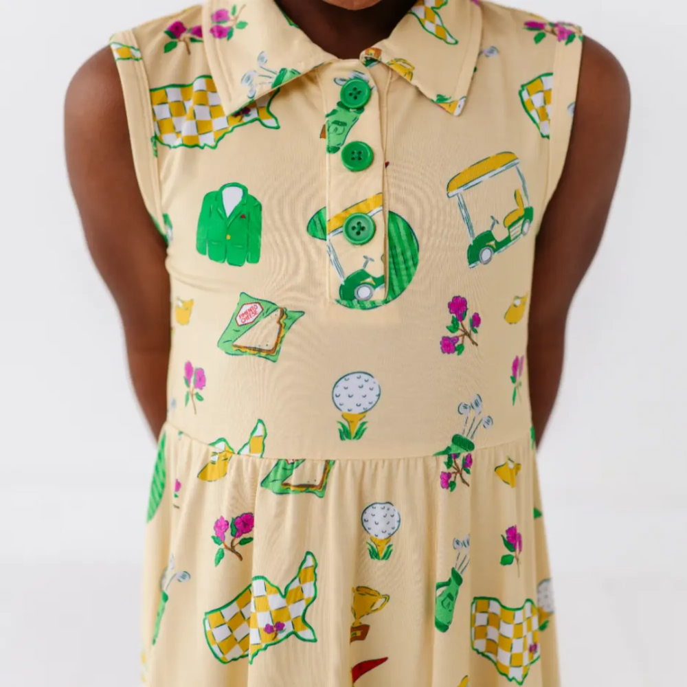 Green Jacket Dreams Girls Collared Dress