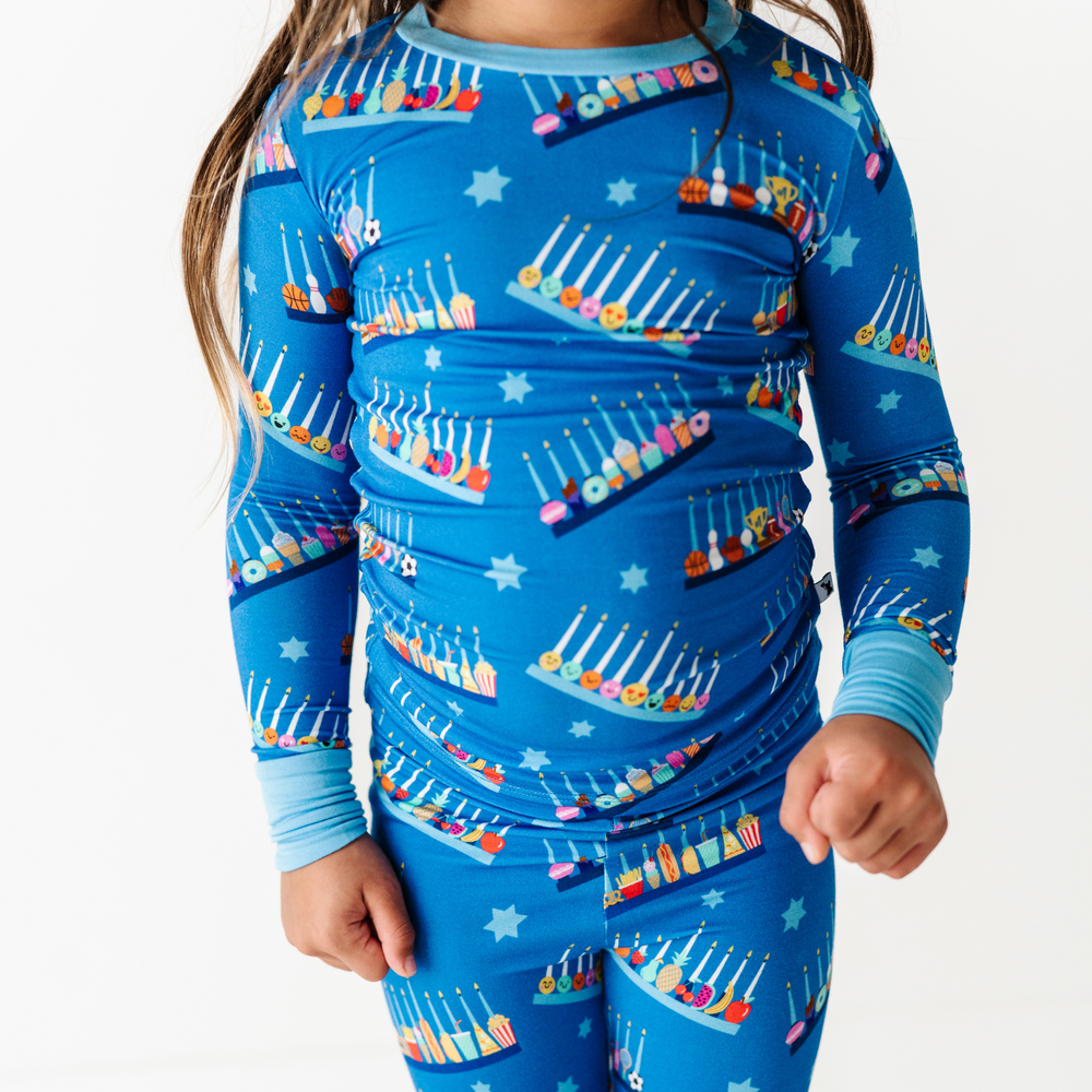 Girl in Hanukkah Pajamas