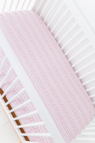Forget Me Knot Pink Crib Sheet