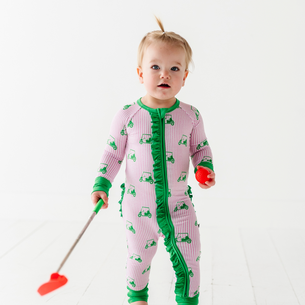 
                      
                        Who's Your Caddy? Pink Golf Convertible Footies with Ruffle
                      
                    