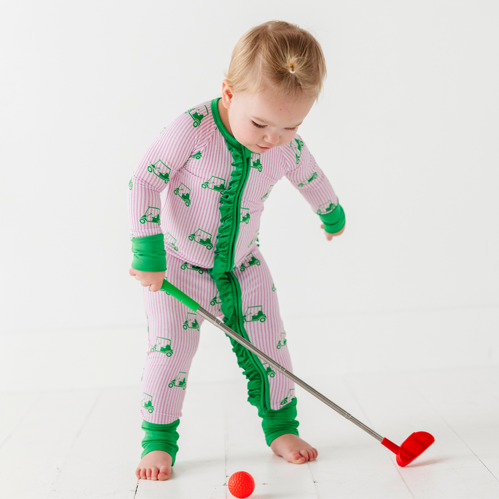 
                      
                        Who's Your Caddy? Pink Golf Convertible Footies with Ruffle
                      
                    