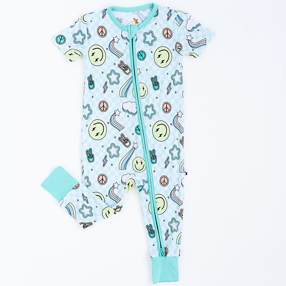 
                
                    Load image into Gallery viewer, Peace, Love, and Good Dreams  Short Sleeve Romper
                
            