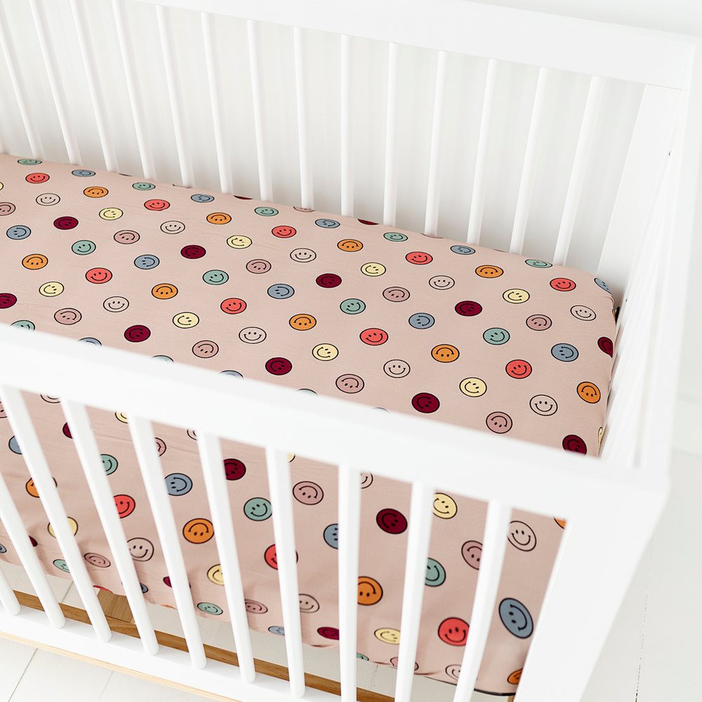 Smiley face crib sheet