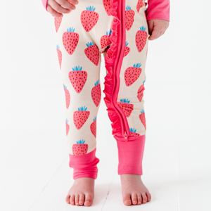You're My Jam Strawberry Convertible Footies with Ruffle