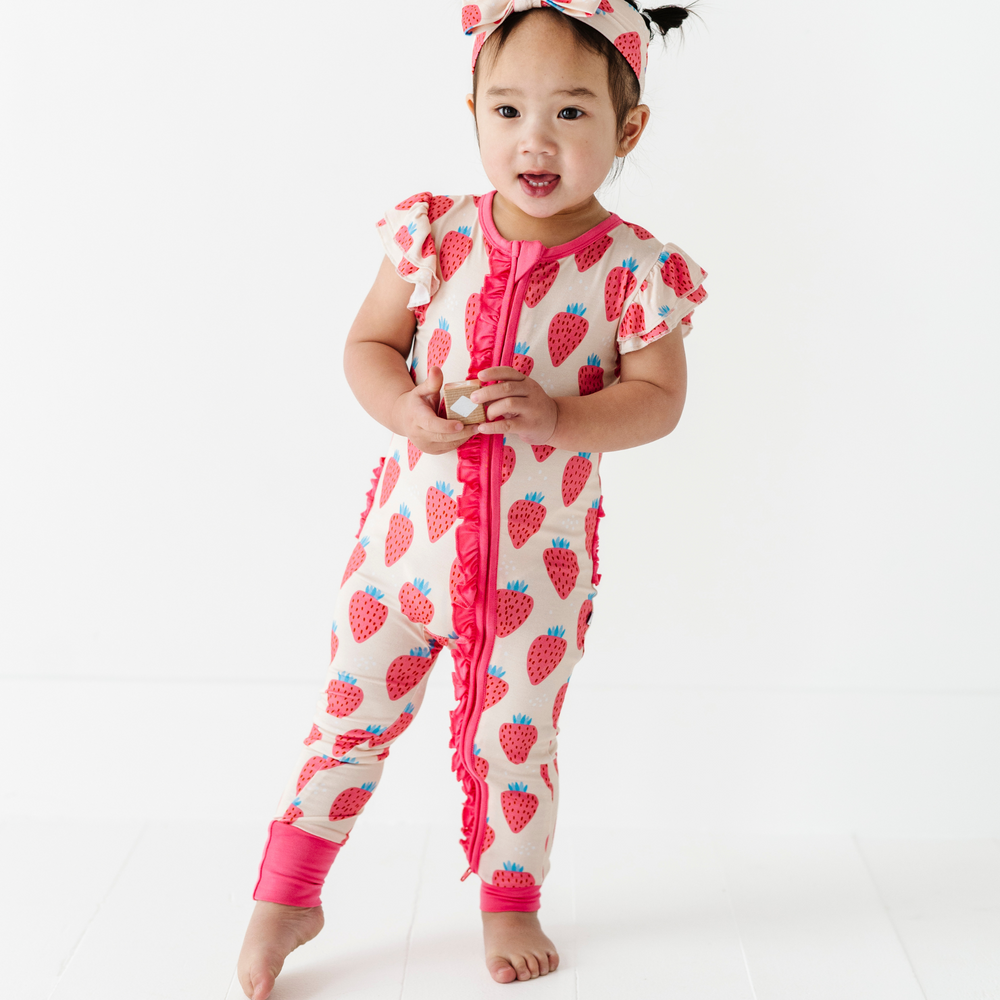 
                      
                        You're My Jam Strawberry Short Sleeve Ruffle Romper
                      
                    