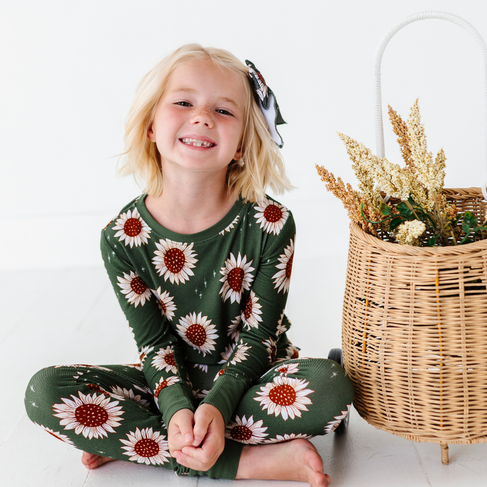 Sunflower ribbed bamboo pajamas mom matching