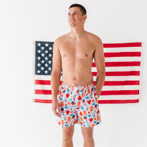 Red, White & BBQ Swim Trunks