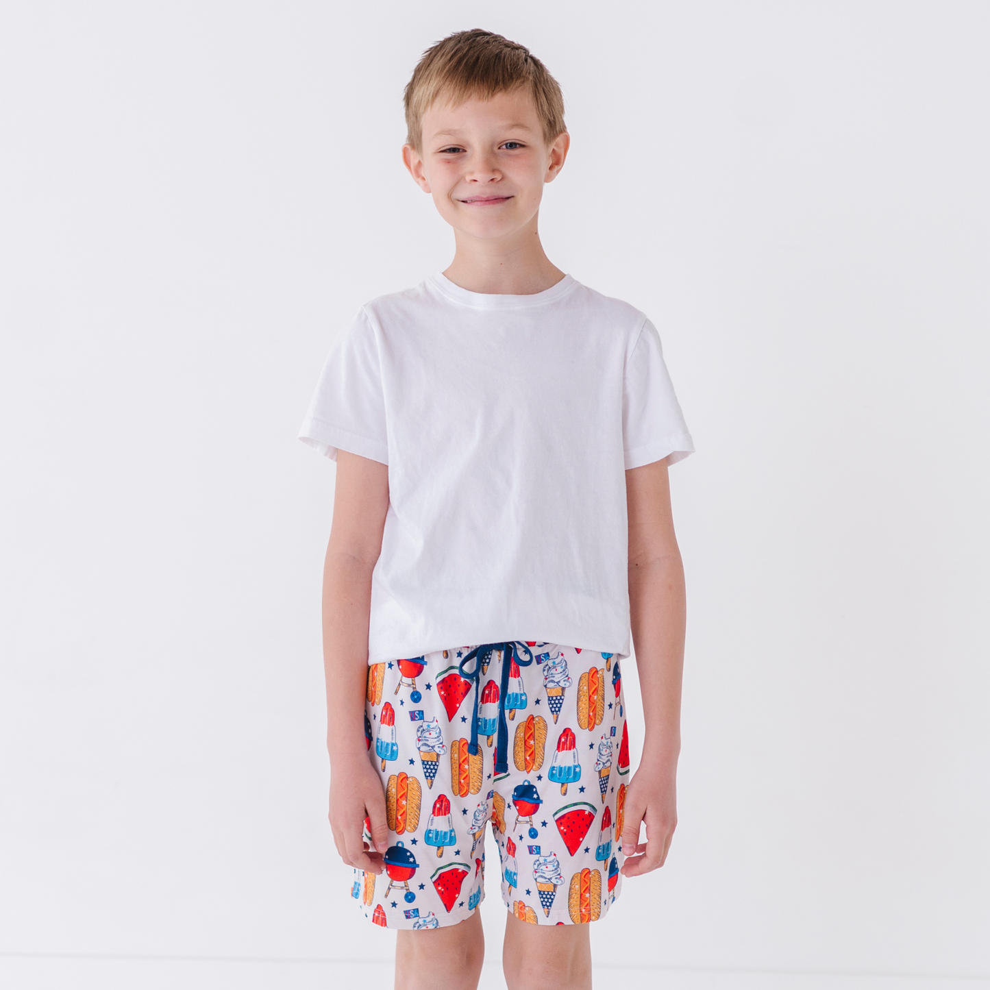 Red, White & BBQ Boys Lounge Shorts - Bigger Kids