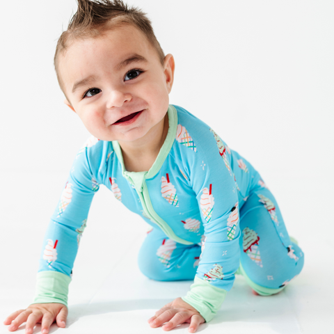 Sundae Funday Convertible Footies - Blue