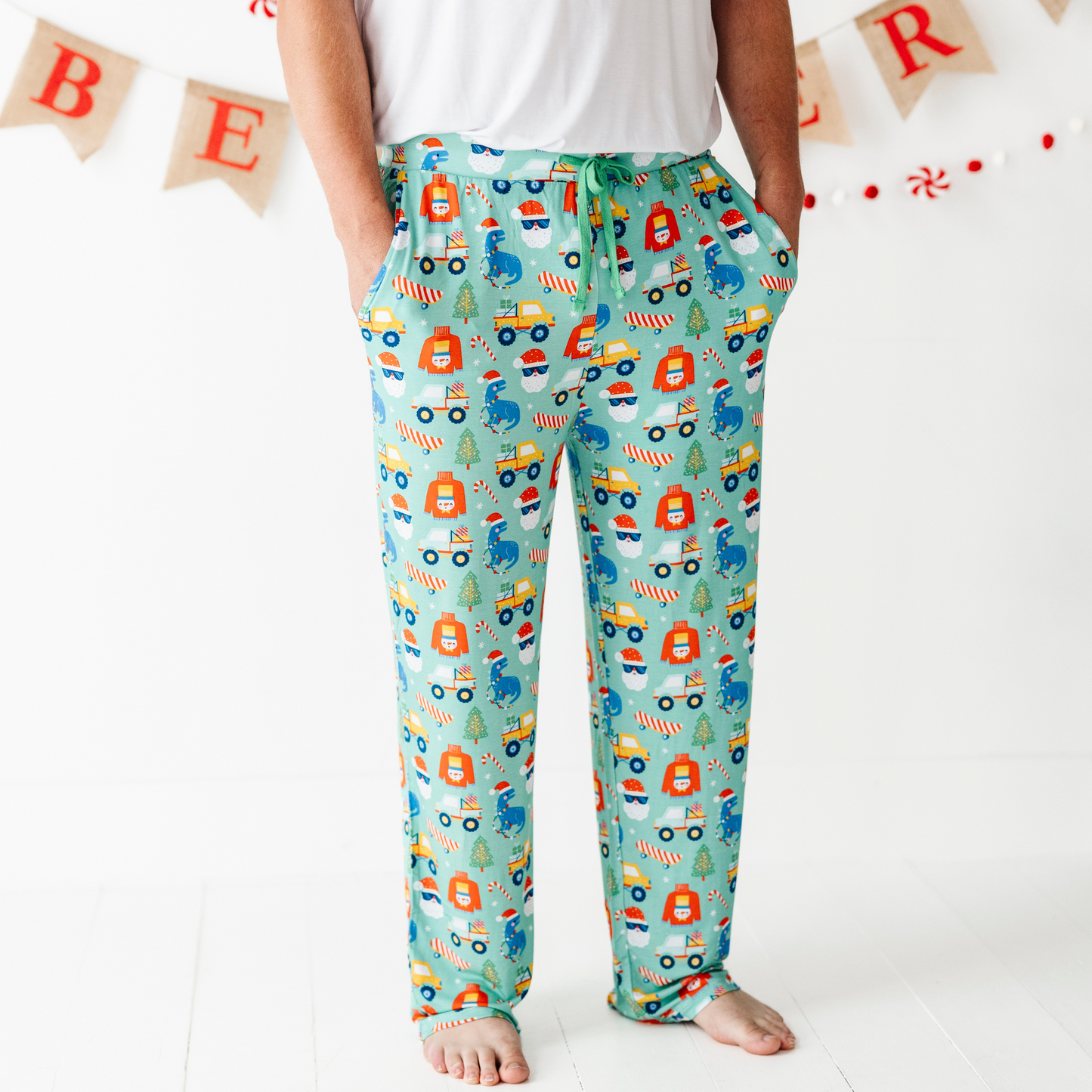 Man in Christmas Pajama bottoms by Kiki and Lulu