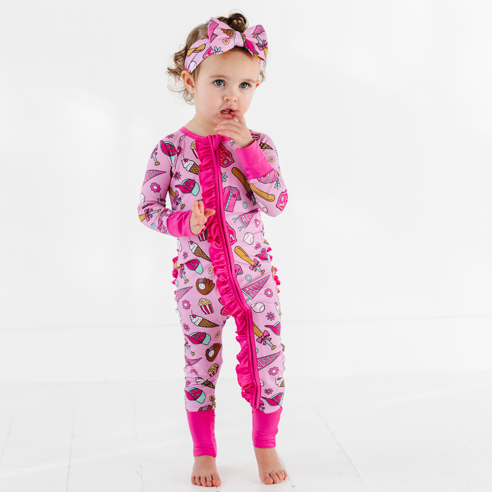 No Place Like Home Pink Convertible Footies with Ruffle