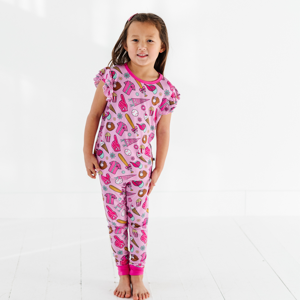 Pink Baseball Pink Ruffle Pajamas Toddler/Kids