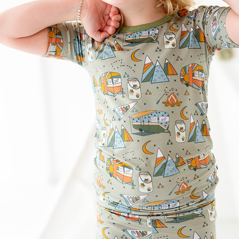 
                      
                        Toddler Wearing Pajamas with Camping Print
                      
                    